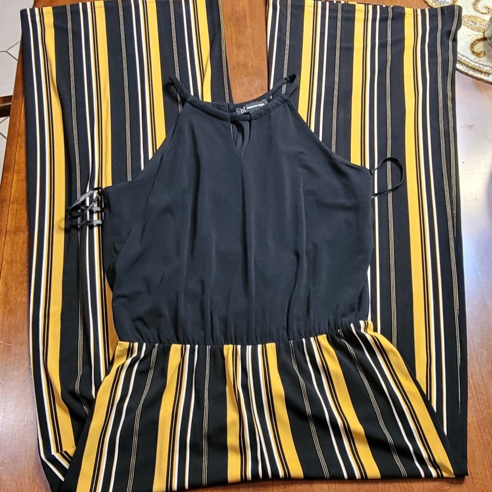 INC Jumpsuit, medium, black/yellow/white